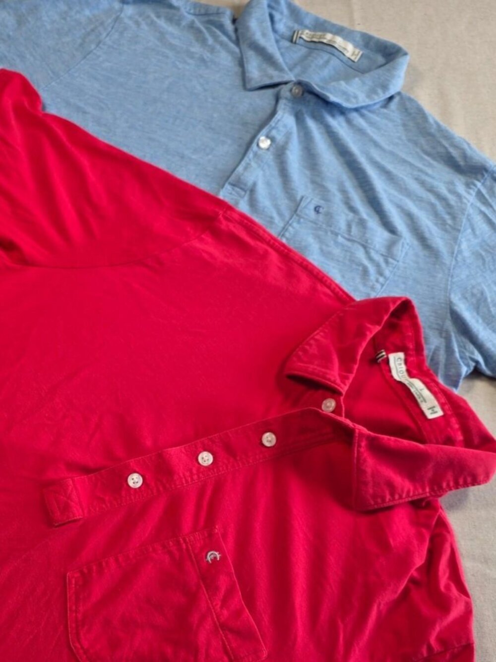 Mens Criquet Players Polo Shirt Lot of 2 Pima Cotton Blend Red Blue (Large)